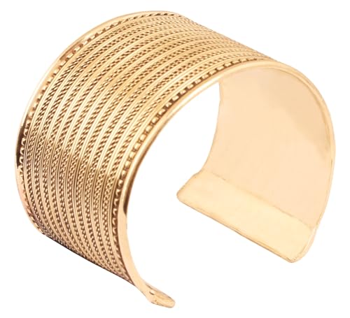 Image of Touchstone Indian Bollywood Desire Brass Base Exotic Workmanship Free Size Cuff Bracelet in Antique Gold Or White Or Copper Tone for Women.