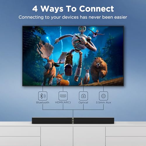 MZEIBO Sound Bar for Smart TV, 80W Bluetooth Soundbar 2 in 1 Detachable Design, Deep Bass, Home Theater Surround Sound, ARC/Optical/AUX Connections for TV/PC/Gaming/Projectors - Image 6
