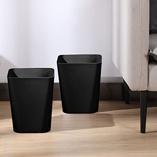 Image of Hoolerry 9 Pieces Garbage Can 2 Gallon Small Trash Cans Bulk Bathroom Trash Bin Plastic Wastebasket Square for Bedroom Slim Bathroom Trashcan Small Container for Kitchen Office Home Rooms(Black)
