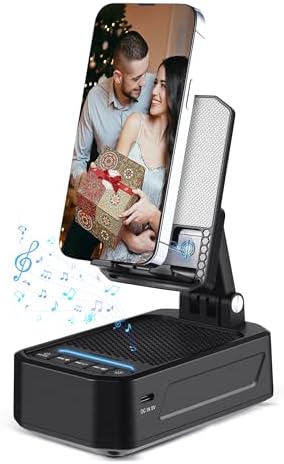Cadeau Homme,Cadeau Noel,Cadeau Noël Homme Original Utile,Support Telephone Bureau avec Enceinte Bluetooth,Son Surround HD,Convient Applicable à Tous (Noir 1)
