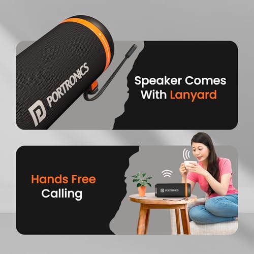 Image of Portronics 15W Breeze 7 Wireless Bluetooth Speaker with Rotational Volume Control, Upto 6 Hours Playtime, Bluetooth 5.4V, Passive Bass Radiator, TWS Mode, RGB LED Lights, Type C Charging(Black)