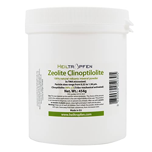 Heiltropfen Zeolite Polvere | Clinoptilolite 95% | 1 libbre - 454 g | Ultra FINE Inferiore a 2 μm | Polvere Minerale Naturale | attivata 3X