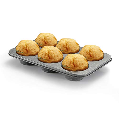 Muffin Pan 6 Jumbo Cup Carbon Steel Gray Stone Non Stick Coating Muffin Tin 3.5inch Cup - Image 5