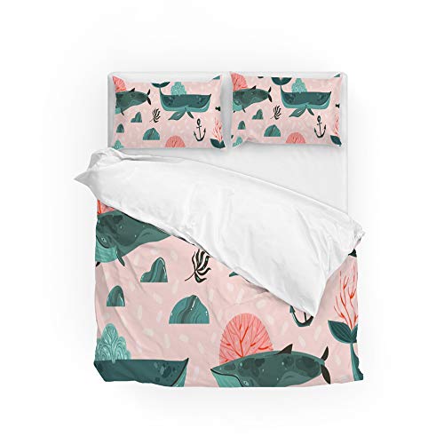 Parure de lit motif océan en polyester ultra doux rose - 2