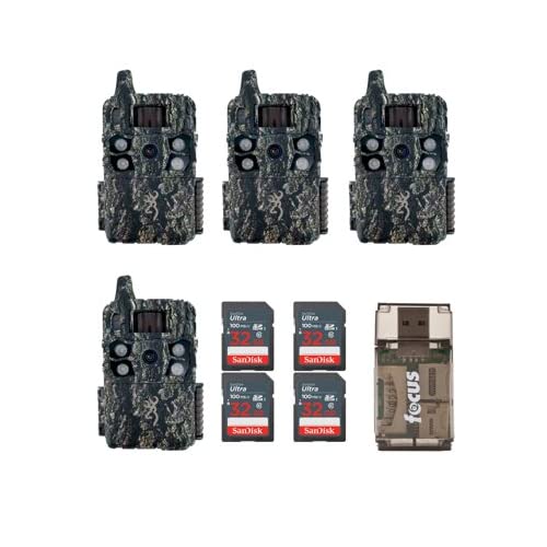 Browning Defender Wireless Ridgeline Pro Trail Camera (4-Pack) Bundle with 32GB Ultra SDHC UHS-I Memory Card (100MB/s) (4-Pack) and Card Reader (9 Items)