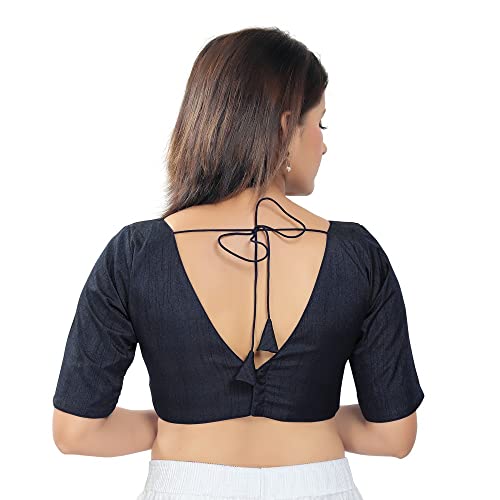 Image of Vamas Women's Silk Padded Self Design Half Sleeve Readymade Saree Blouse (VFJ-140)