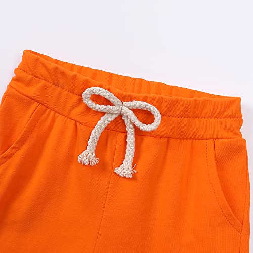 Image of KISBINI Toddler Kids Plain Short Sleeve T-Shirt and Shorts Set Unisex Cotton Summer Outfit Clothes for Little Boys or Girls