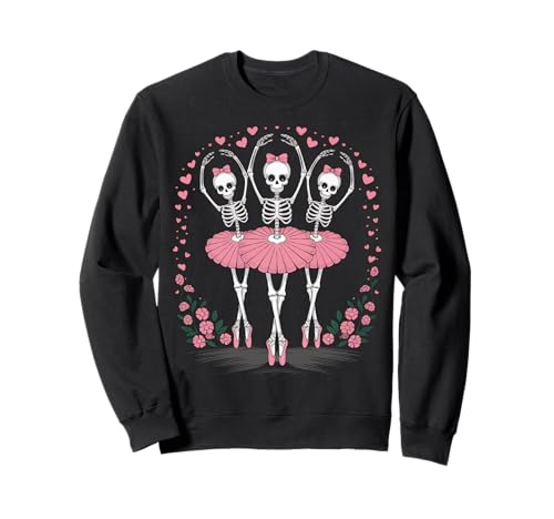 Esqueletos de ballet lindos bailes de Halloween para mujeres y niñas Sudadera
