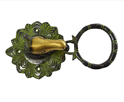 Aleta de puerta de latón con forma de pequeño caballo verde vintage 5