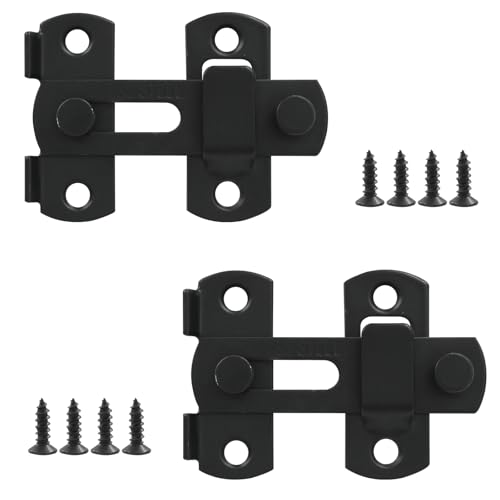 Image of 2 Packs Flip Latch Lock, 2.76 inch*1.99 inch Barn Door Latches, Black Sliding Barn Door Lock Hardware Gate Latches, Bi-fold Door Lock, Stainless Steel Door Latches for Barn, Cabinet, Window, Closet