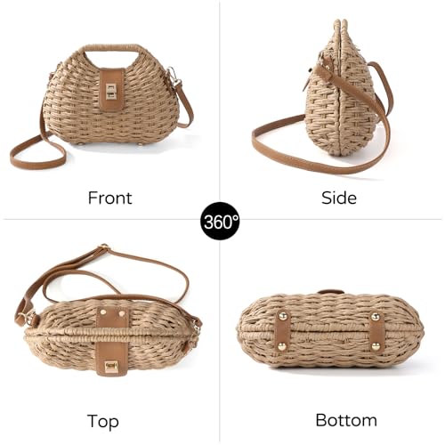 Richeart Clutch Purses for Women - Summer Beach Crossbody Bag with Adjustable Strap - Boho Shoulder Handwoven Straw Purse2