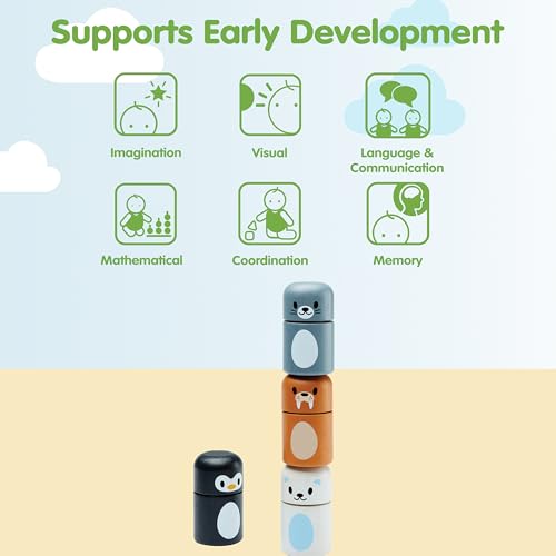 Image of PlanToys Arctic Animal Matching Wooden Montessori Learning Toy | Educational Matching Game for Memory, Sorting and Visual Skills | Eco Friendly Fine Motor and Early Cognitive Activity