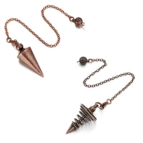 2 Pièces Pendule de Radiesthésie, Pendule Divinatoire Esoterisme, Pendule Divinatoire de Radiesthésie Cône, Pendule de Radiesthesie, pour Divination Ésotérique Plaquée Métal en Forme de Spirale