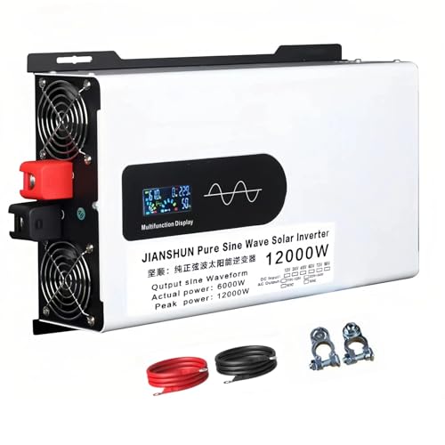 12000W Pure Sine Wave Inverter 12V/24V/48V/96V do 110V/220V, inteligentny wyświetlacz LCD, ochrona przed przeciążeniem dla ciężarówki RV Solar Camping Zużycie zewnętrzne
