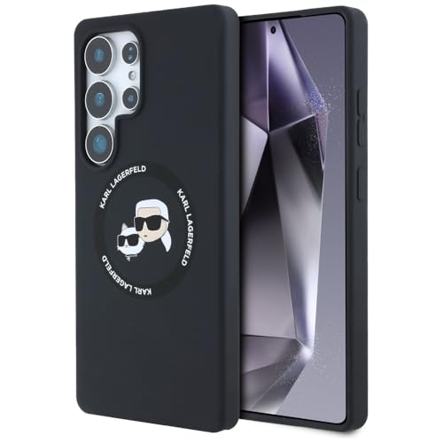 Coque Samsung S25 Ultra Karl Lagerfeld noire en silicone avec anneau MagSafe intégré