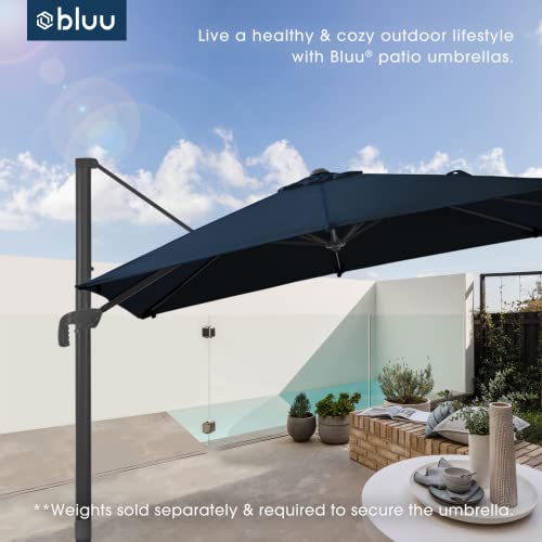 BLUU SYCAMORE 8.2 * 8.2 FT Square Cantilever Patio Umbrella, Aluminum Outdoor Offset Umbrella with UV Protection Solution-dyed Fabric Canopy, 360° Rotation Infinite Tilt & Cross Base (Navy Blue) - Thumbnail 7
