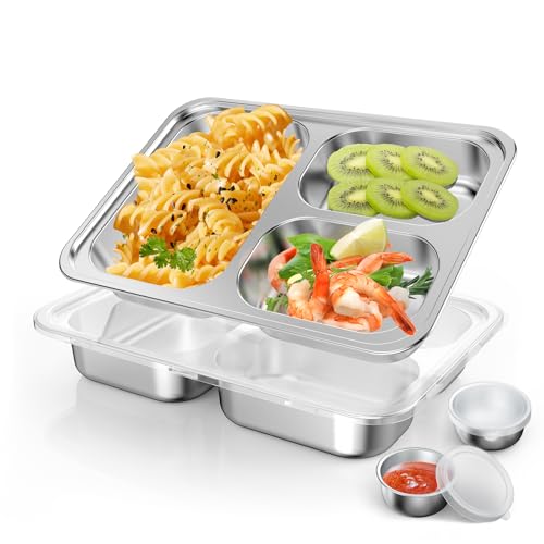 Stainless Steel Divided Plate for Kids Toddler, Non Toxic Portion...
