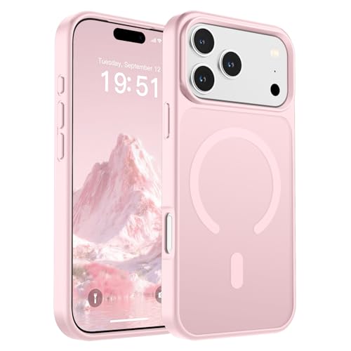 Image of SUPFINE Magnetic for iPhone 17 Pro Max Case (Compatible with MagSafe)(Military Grade Drop Protection) Translucent Matte Shockproof with Anti-Fingerprint Phone Cover,Light Pink