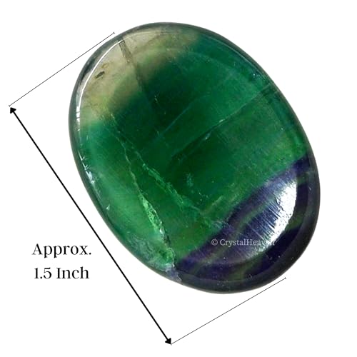 Image of Certified Fluorite Crystal Thumb Worry Pebbles Stones for Anxiety Stress Relief Massage - AAA Grade Original Healing Gemstone Agate Rubbing Stone for Yoga Meditation Spiritual Reiki Feng Shui