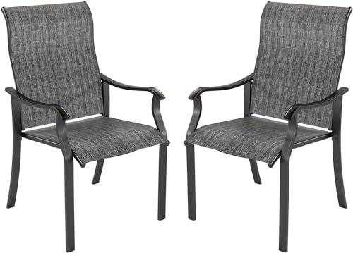 UDPATIO Gartenstühle 2er Set, Hochlehner Gartenstuhl Metall, Textilene...