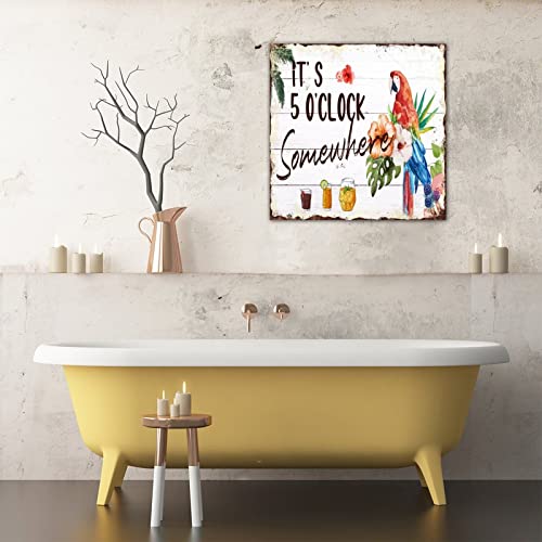 Panneau en bois It's 5 O'Clock Somewhere moderne de 40x40 cm