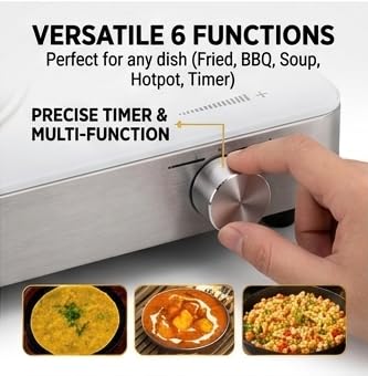 Image of 3500W Portable infrared Induction Cooktop, Electric Induction Cooker with Touch Control & Rotary Knob, LED Display, Timer, 6 Preset Cooking Modes, Overheat Protection, Stainless Steel Body