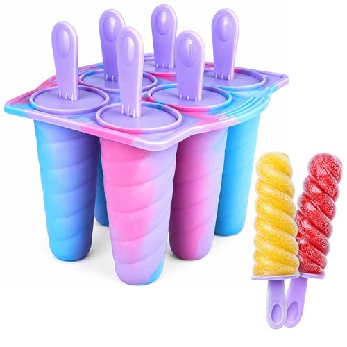 Wicked Gizmos Silicone Ice Lolly Moulds with Sticks - 6 Twister-Shaped Popsicle Mould - BPA Free Ice Pop Maker Dishwasher Safe for Kids Summer Treats Juice Yoghurt & Smoothies (Cosmic Pink)