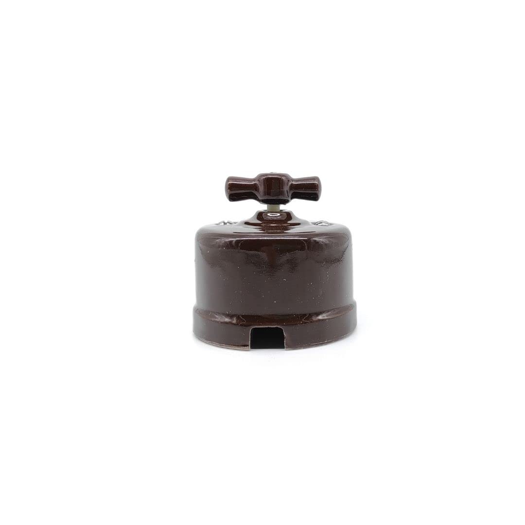 Interruptor Conmutador de Superficie de Porcelana Marrón