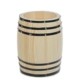 Small Wooden Barrel Holder - Unfinished Wood Pencil Holder for Desk - DIY Wine Barrel Decor Cup for Painting, Staining & More - Rustic Wooden Kitchen Utensil Holder - Home & Office Desk Decor Items