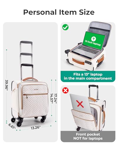 Image of BAGSMART 16 inch Underseat Carry On Luggage Softside Carry On Suitcase, Beige