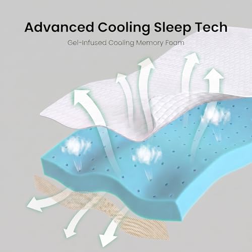 Image of Marsail Queen Mattress Topper, 4 Inch Cooling Gel Memory Foam, Breathable Soft Cover, CertiPUR-US and Oeko-TEX Certified Safe Mattress Pad for Pressure Relieve