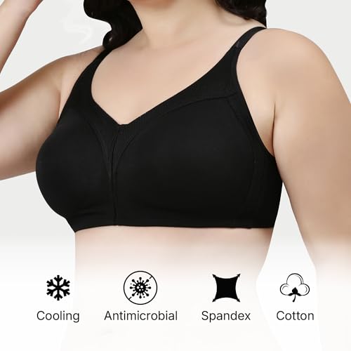 Image of Enamor AB75 M Frame No Bounce Full Support Cotton Bra for Women - Non-Padded Non-Wired & Full Coverage with Cooling Technology | Available in Solid Colours