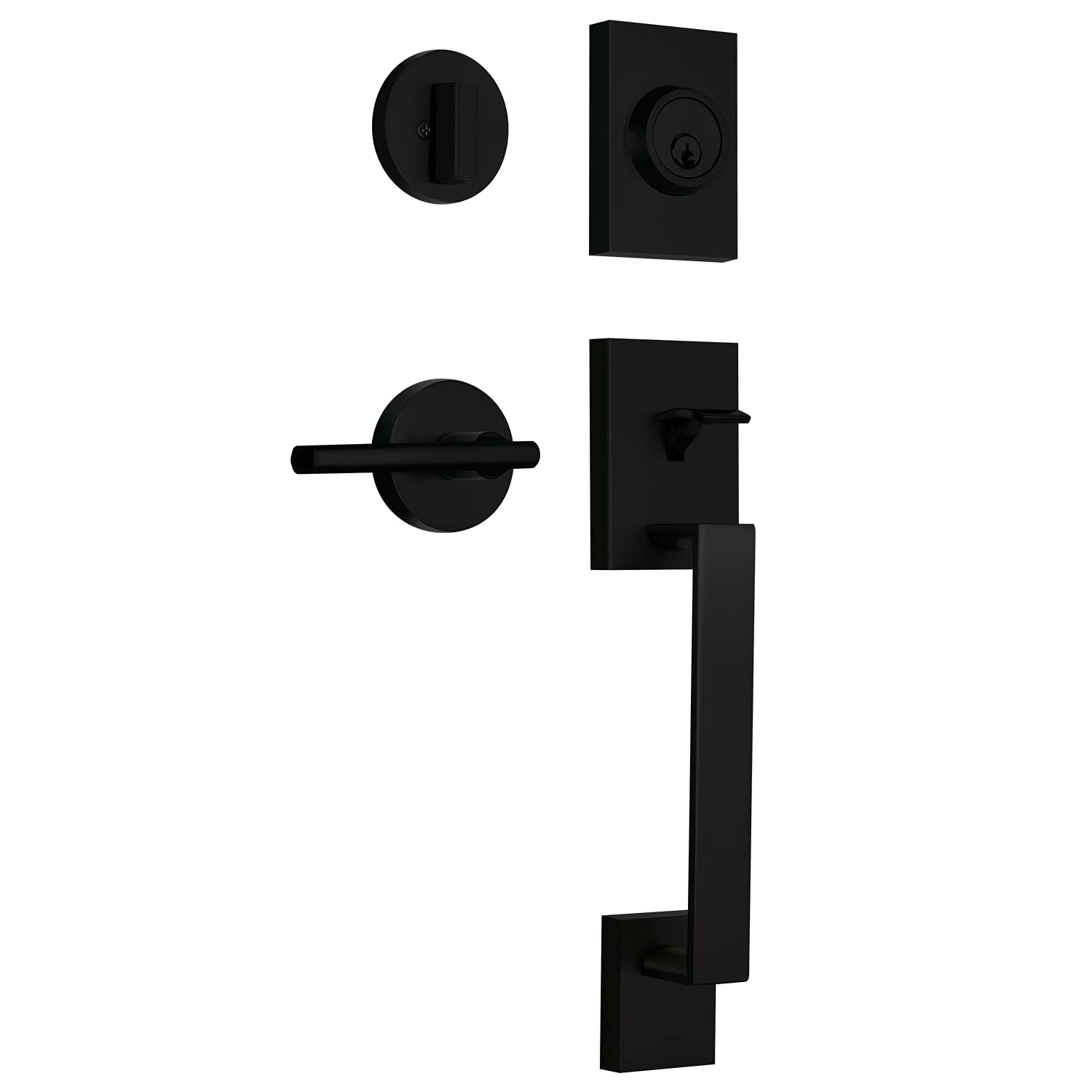 Poignée de porte d'entrée réversible pour remplacer facilement une serrure usée noir mat