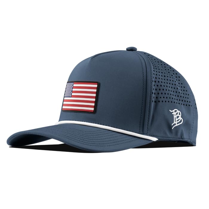 Branded Bills Old Glory 5 Panel Rope Hats for Men, Adjustable Baseball Cap, USA Flag Snapback (US, Alpha, One Size, Orion/White)