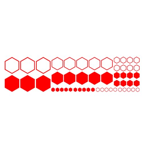 Image of 52 PCS Car Honeycomb Decals Vinyl Hexagonal Graphics Sticker Car Body Side Sticker Car Exterior Decor Accessories Universal for Car,Truck, SUV, RV (Red)