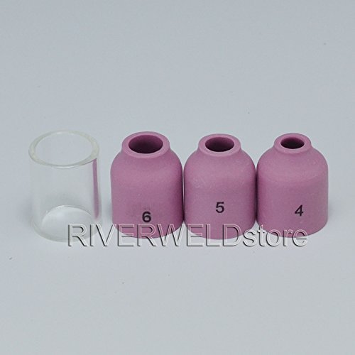 RIVERWELD Kit Corps Collet Diffuseur Gaz 17GL332 10N24S - Buses Quartz Et Alumine Pour Torche TIG SR WP 17 18 26, 12pcs