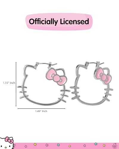 Sanrio Hello Kitty Jewelry Dangle and Hoop Earrings for Women, Fashion Hello Kitty Earrings with Crystals or Enamel Plating4