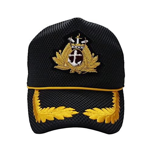 Image of Adjustable Caps | Uniform Accessory | Free Size Unisex Hat | Baseball Hats | Durable & Lightweight Comfortable Cap | Hat with Gold Embroidery Merchant Navy Cap