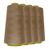 Schneidereibedarf Werner - 4 Rollen/Konen Overlock-Nähgarn/Overlockgarn - Polyester, 40/2 Stärke, 2743 Meter / 3000 Yards, für Näharbeiten, Quilten, Patchwork, Kleidung (beige (689))