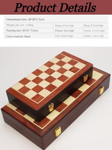 Image of 11.4'' Premium Retro Metal International Chess Board Set Vintage Brass Chess Pieces Wooden Checker Board Portable Folding Travel Chess Gift Box for Beginners and Professional Players