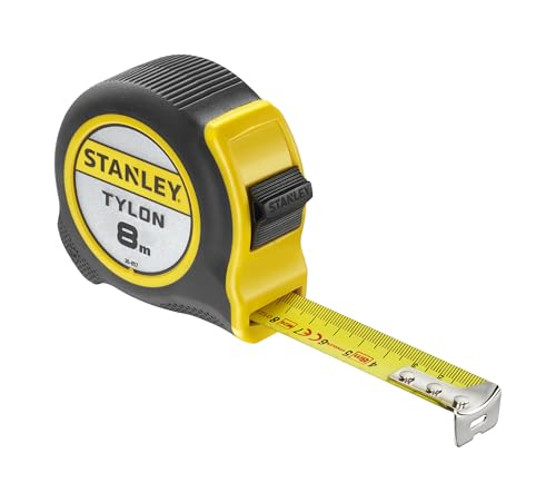 STANLEY Maßband Bandmass Tylon (Maßband 8 m, Tylon-Polymer Schutzschicht, verschiebbarer Endhaken, Kunststoffgehäuse) 0-30-657