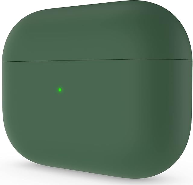 ORNARTO Compatible with AirPods Pro Case, Protective Liquid Silicone Case for AirPods Pro Soft Skin Front LED Visible Silicone Case, Green