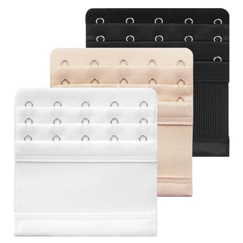 3PCS Women's Bra Extenders 5 Hooks,Bra Extenders Plus Size,5 Hook Bra Extender,Soft Bra Band Extension Hook (A-3Color)