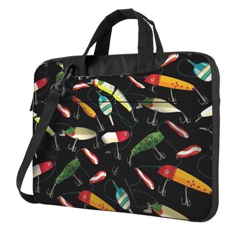 Sacoche ordinateur portable avec bandoulière à motif leurre de pêche