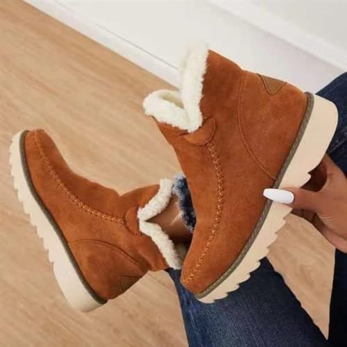 Womens Chunky Platform Booties Slip on Wedge Ankle Boots Warm Fur Lined Winter Boots Classic Style Ankle Boot Comfortable Outdoor Anti Slip Shoes Walking Casual Shoes3