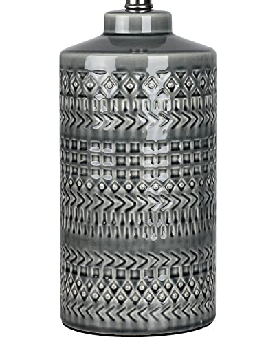 Modern Ceramic Table Lamp, 24.5" Living Room Lamps 3-Way Dimmable Gray Nightstand Lamp with White Shade|Tall Bedside Lamp Desk Decor Lamps for Bedrooms Farmhouse Office End Table Lamps(Bulb Included) - Image 5