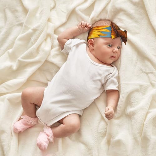 Sunflowers in the rising sun Picture Baby Bow Headband Super Stretchy Soft Bows Hair Accessories for Newborn Infants Toddlers Kids Girls4