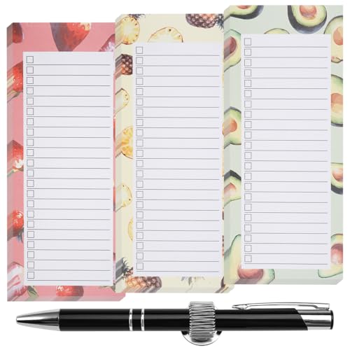 3 Piezas Bloc MagnéTico para Nevera con 1 Portalápices Magnético et 1 Bolígrafo, 150 Hojas Extraíbles, Lista Compra Nevera Magnetica Adecuado para Registrar Notas de Recordatorio para Hogar, Oficina