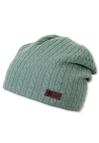 Bonnet fille vert Sterntaler tricoté en maille chaude à torsades
