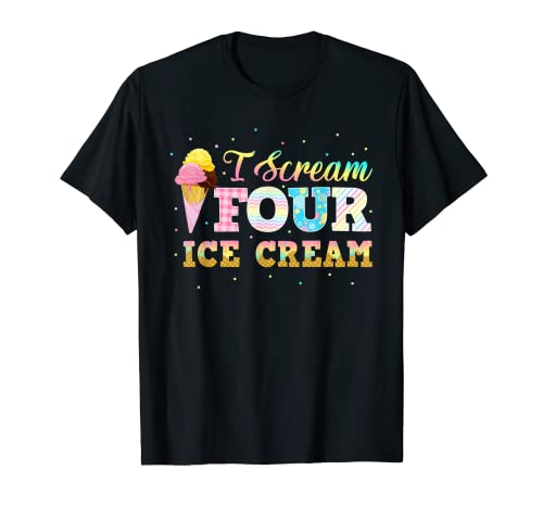 Iscream 4 Ice Cream Party 4th Birthday Boy Girl 4 Years Old T-Shirt